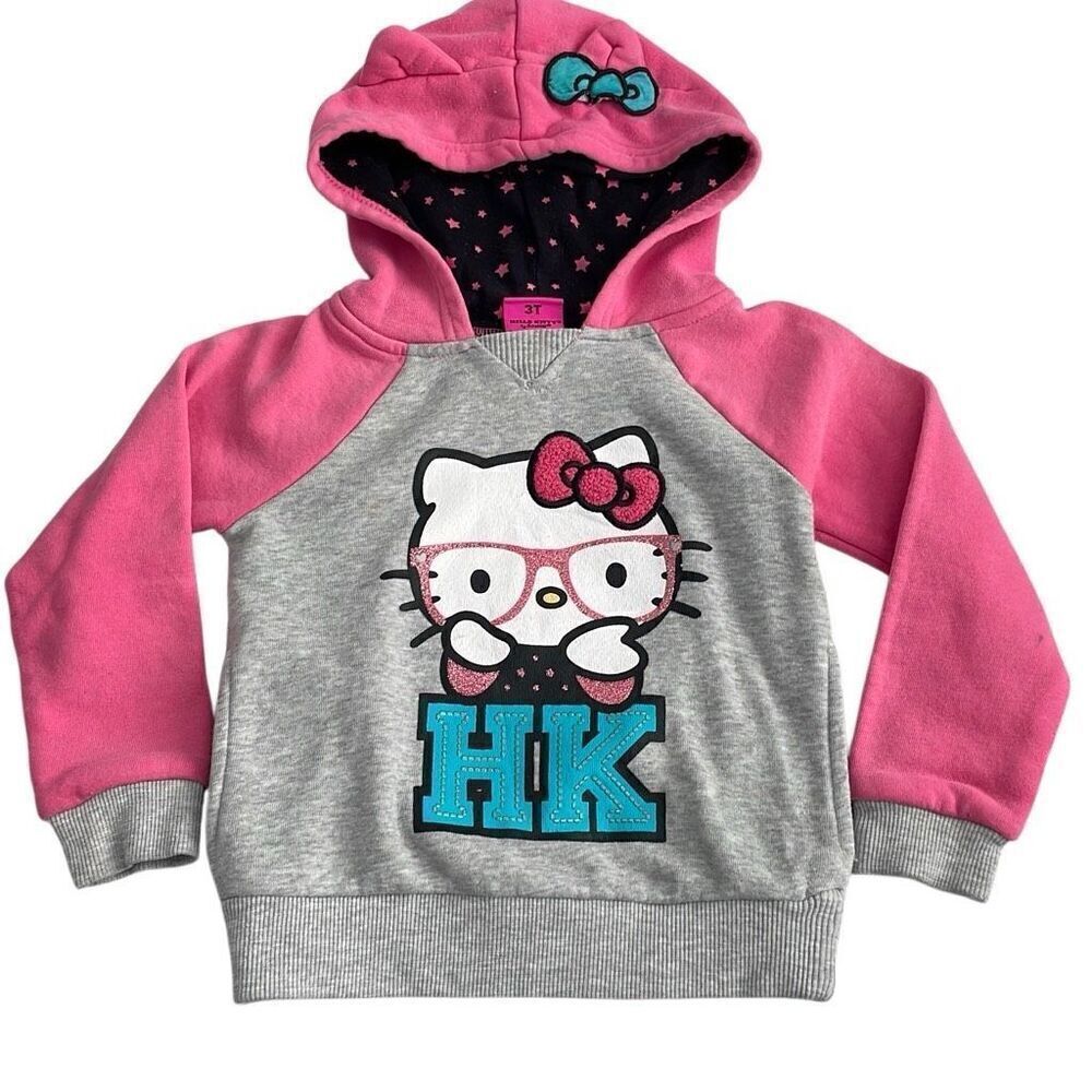 Hello Kitty Hooded Sweatshirt w/Ears and Pockets - 3T